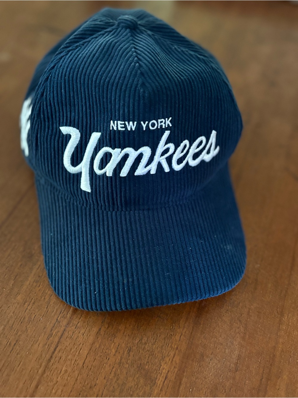 47 Brand New York Yankees Corduroy Navy Blue Hat with White Script